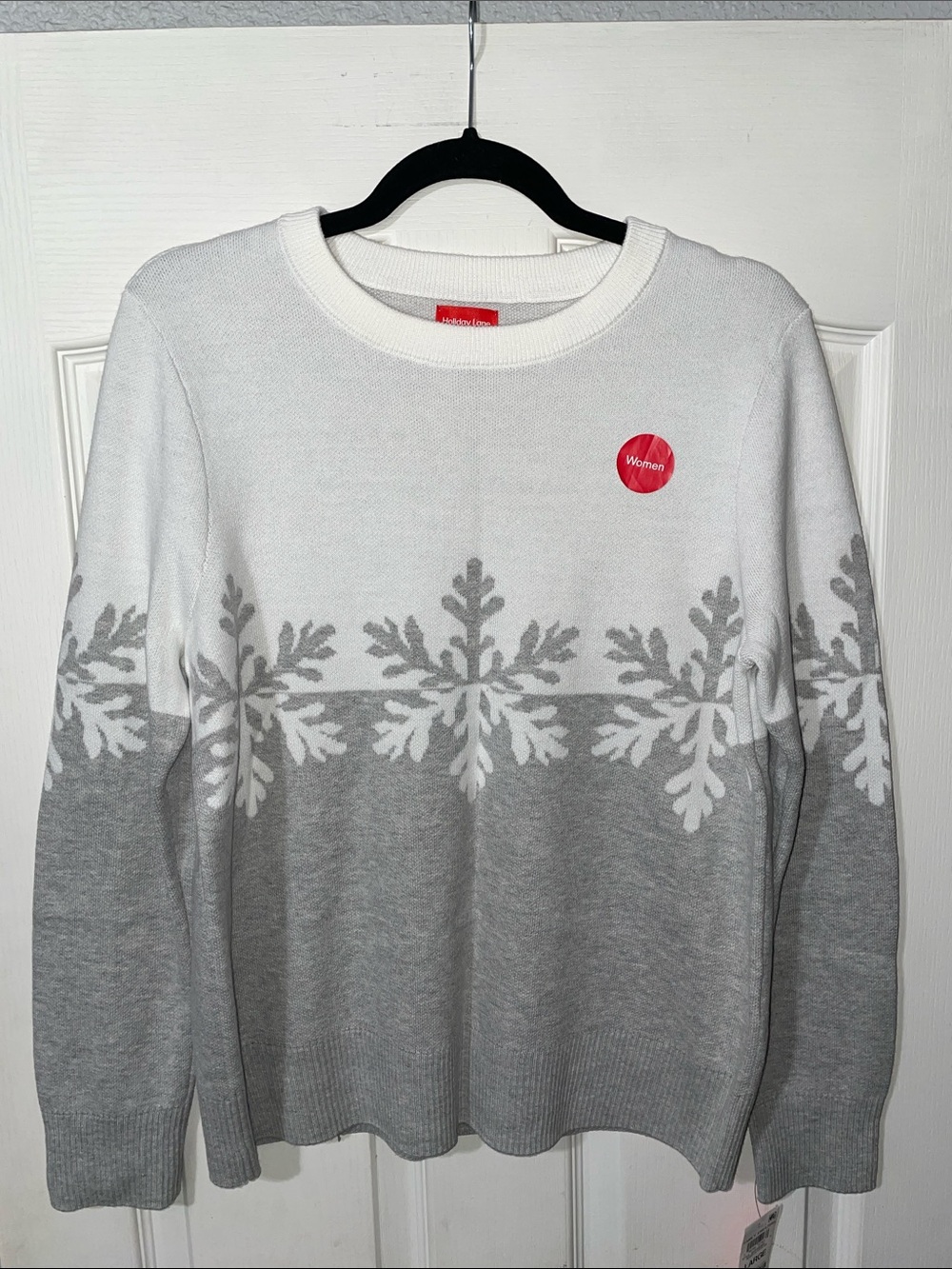 Holiday Lane White & Gray Snowflake Crewneck Sweater